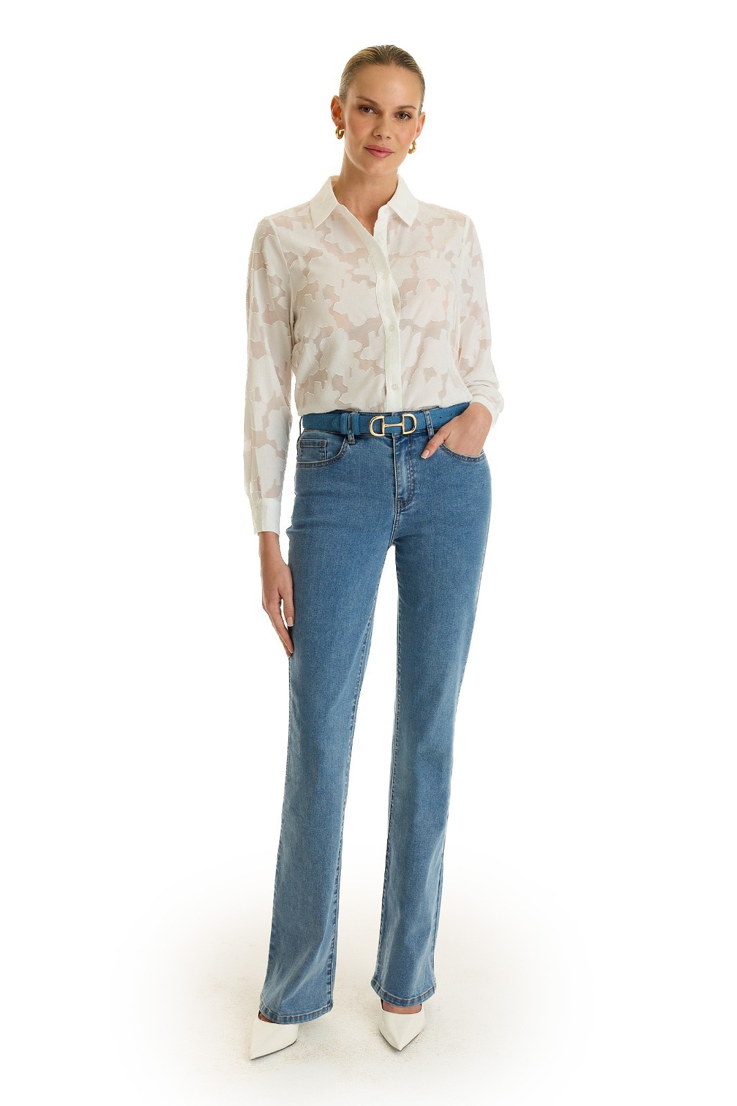 Stelle Lace Blouse/Button Up White THE NOLI SHOP