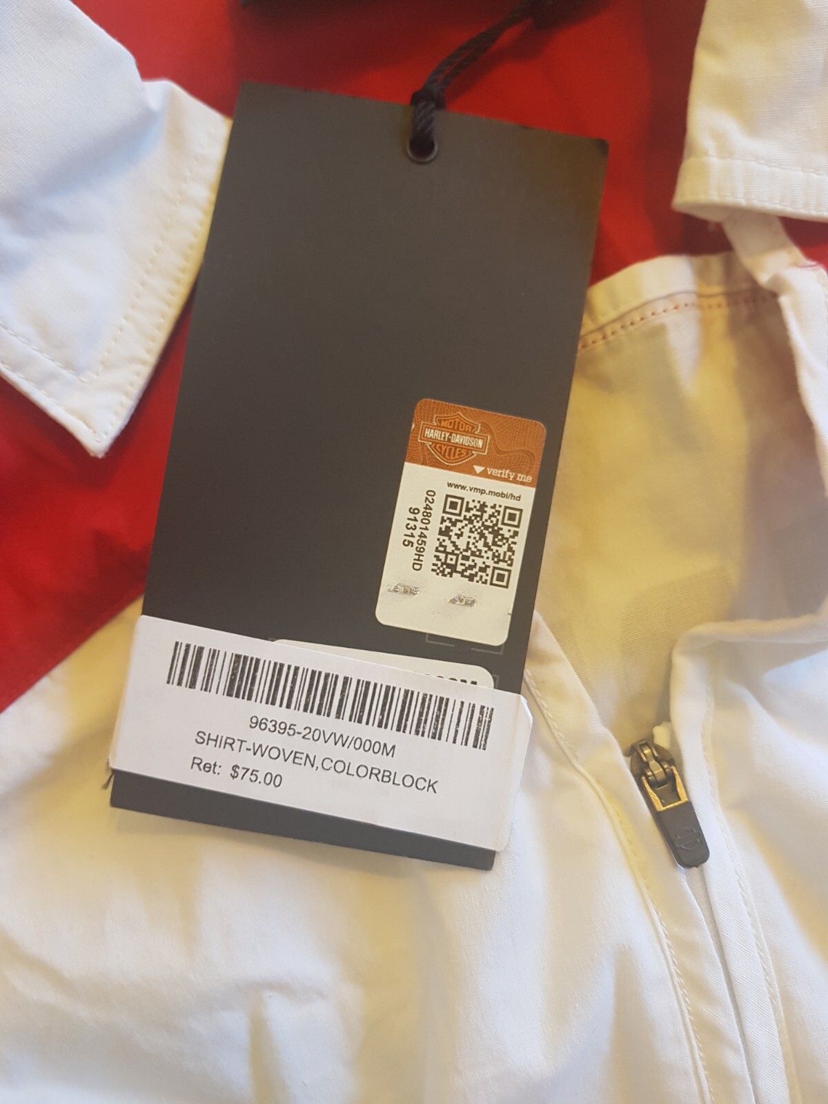 NWT Harley-Davidson Womens Sz M Colorblock Zip-Front White Shirt 96395-20VW