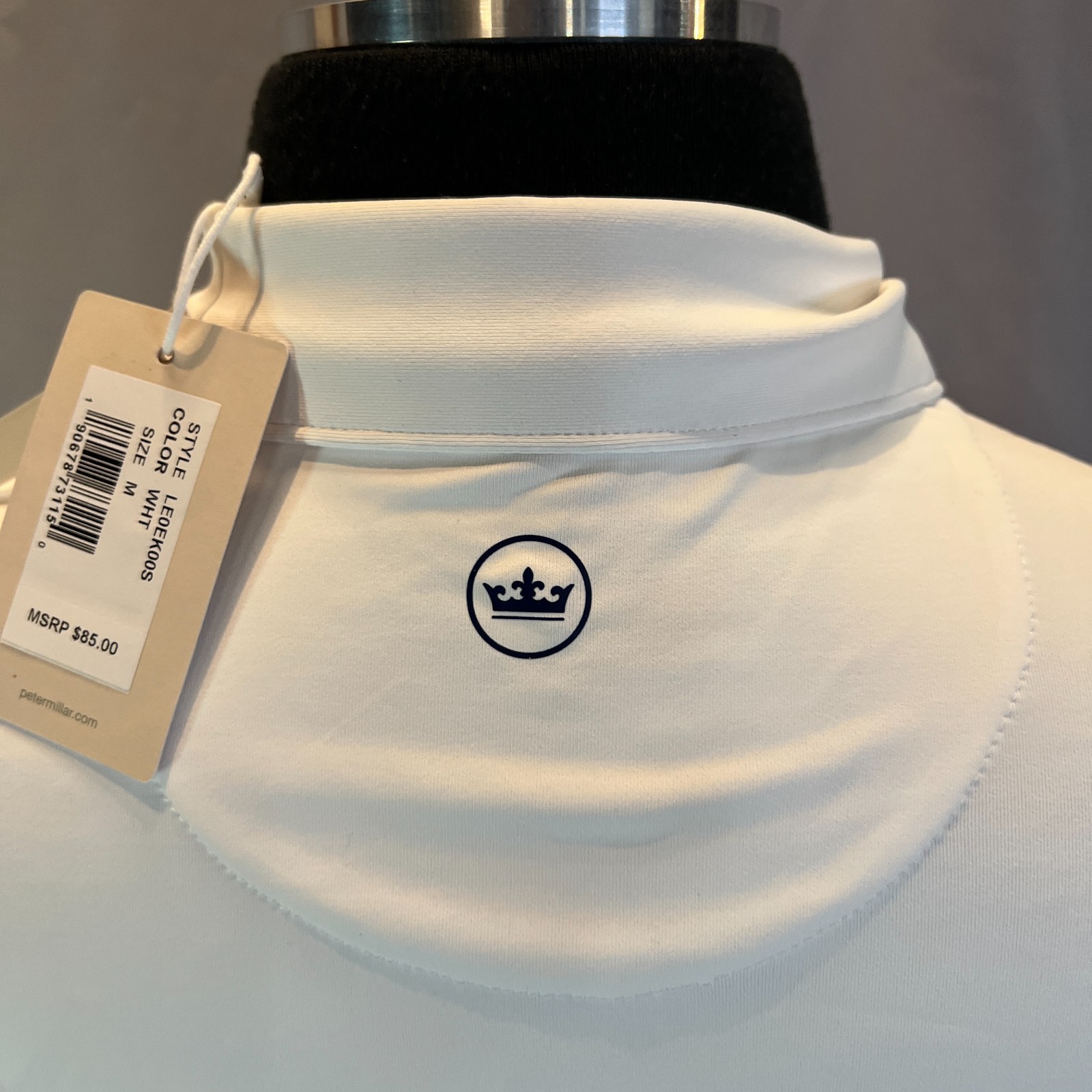 Peter Millar Polo Shirt Women Medium White Stretch UPF 50+ Side Slit Performance