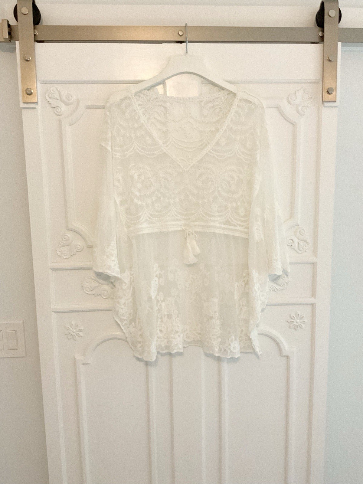 Cover Up Beautiful delicate Lace V NECK LACE Cover-up W Tassels