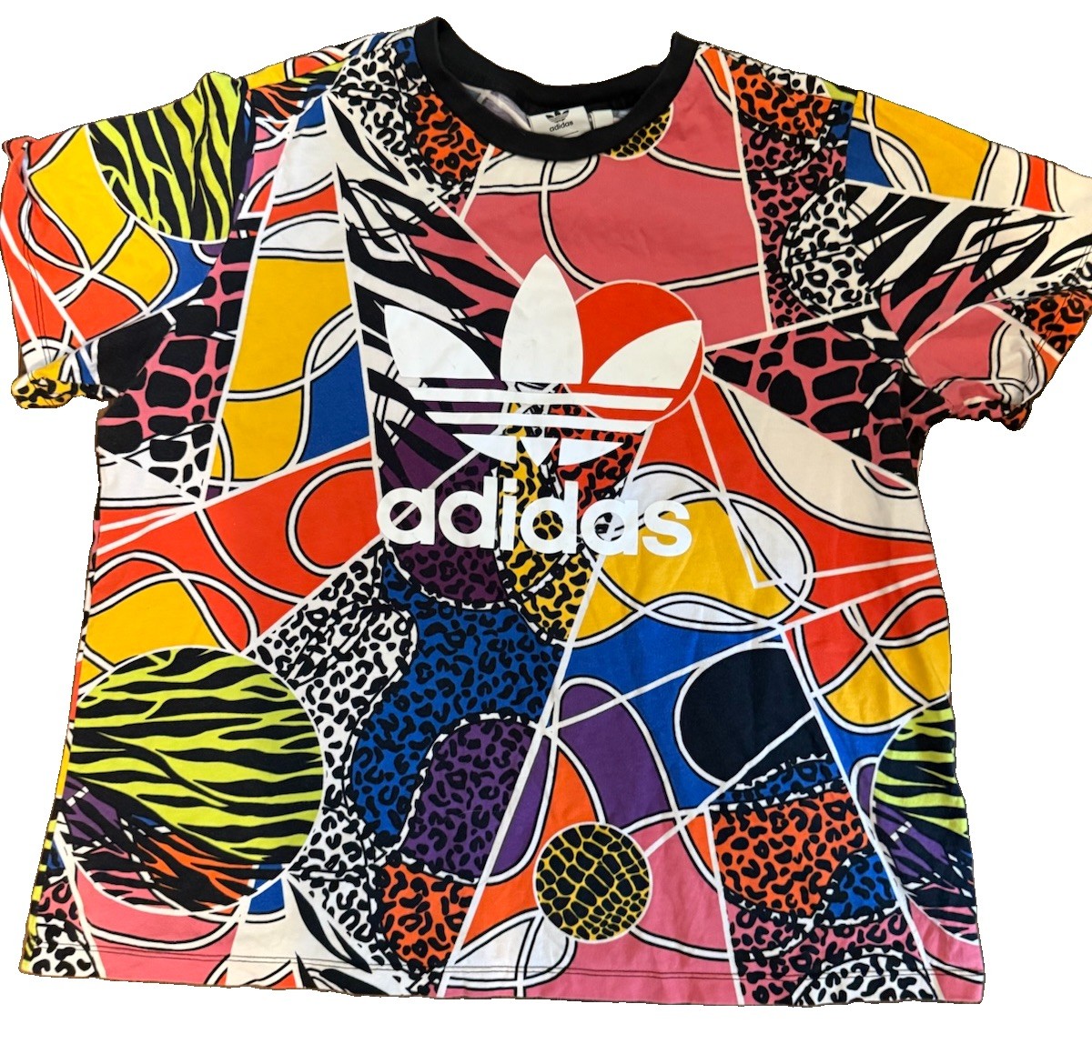 Adidas Rich Mnisi Shirt AOP Multicolor Graphic Animal Print Trefoil 2X