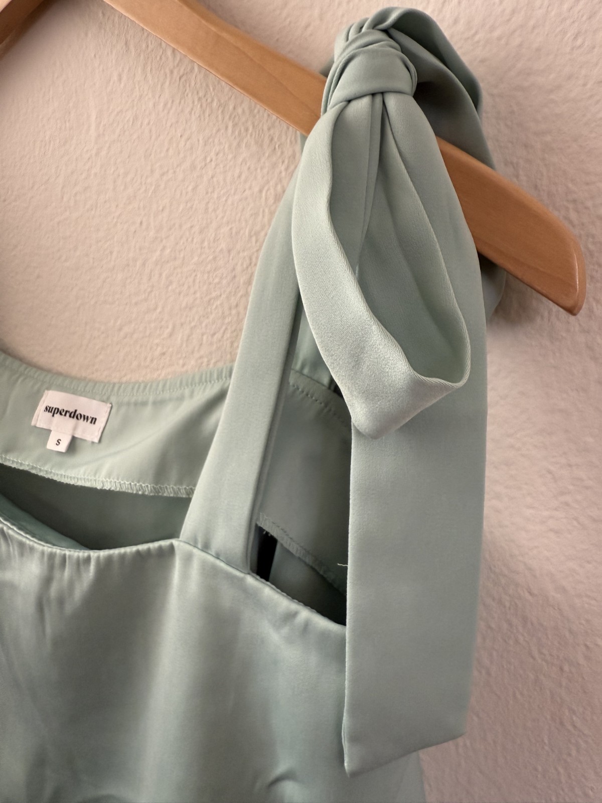 Superdown Revolve Helene Tie Strap Top Women’s Layered Mint Green Small
