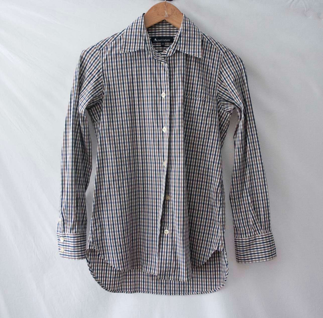 Aquascutum Shirt Women Size XS Plaid *12d1115