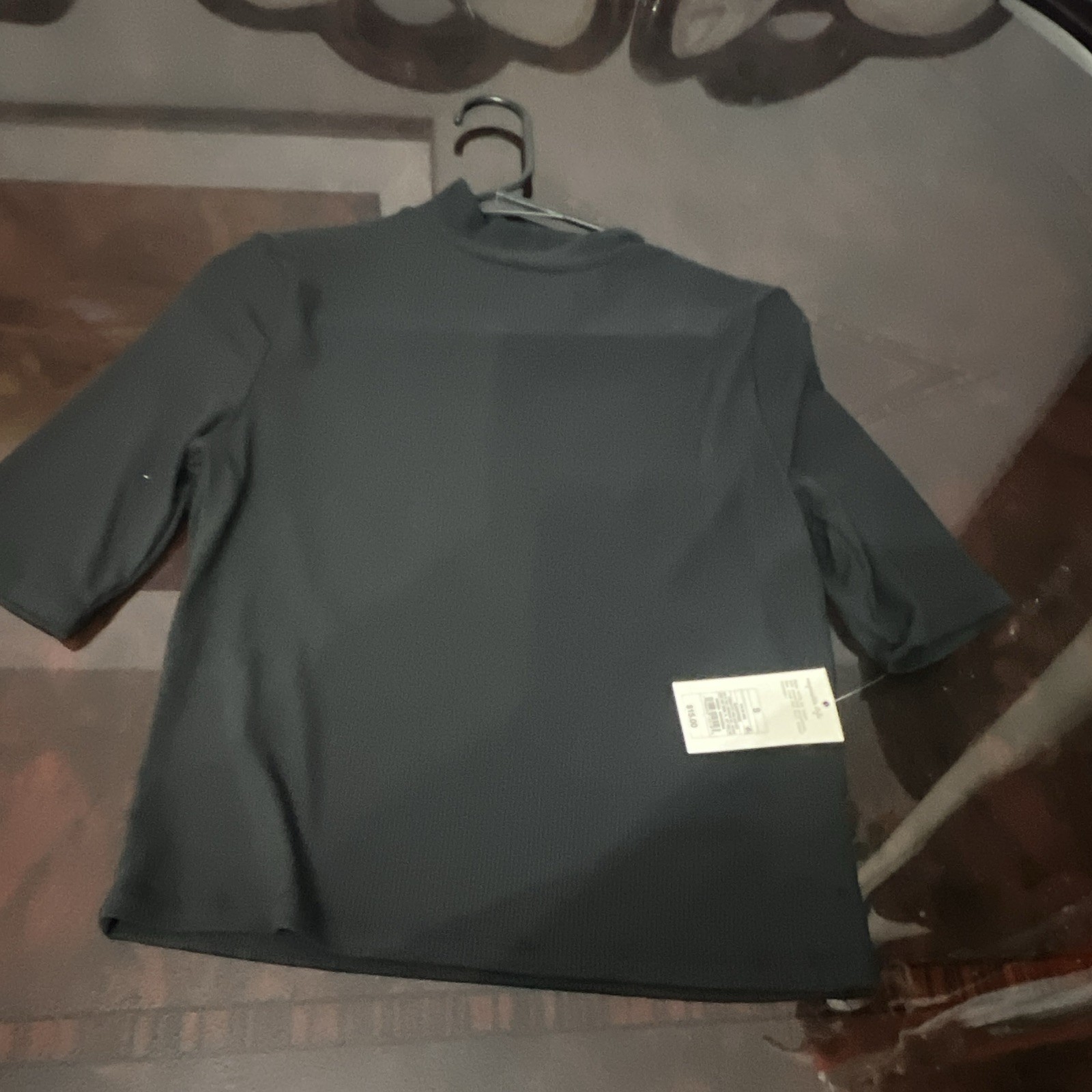 Women’s Black Size S Regular Polyester Knit Short Sleeve Mock Neck Top NWT