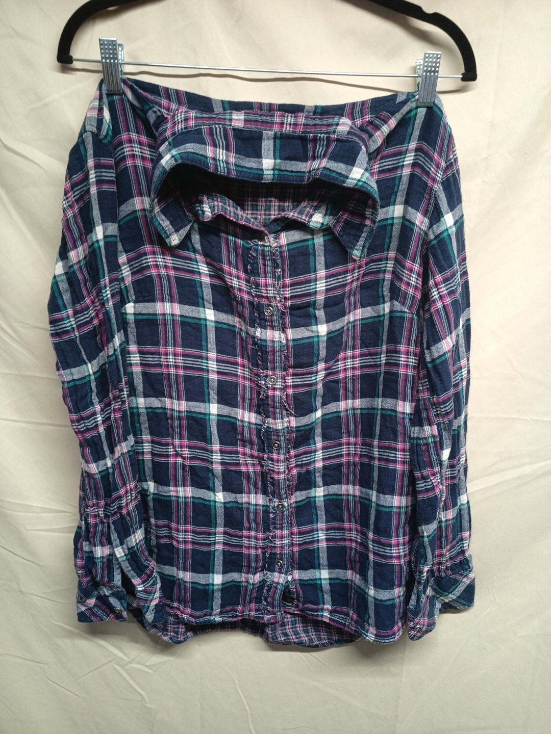 Lee Riders Womens Size M Medium Pink Mix Check Long Sleeve Button Up Shirt
