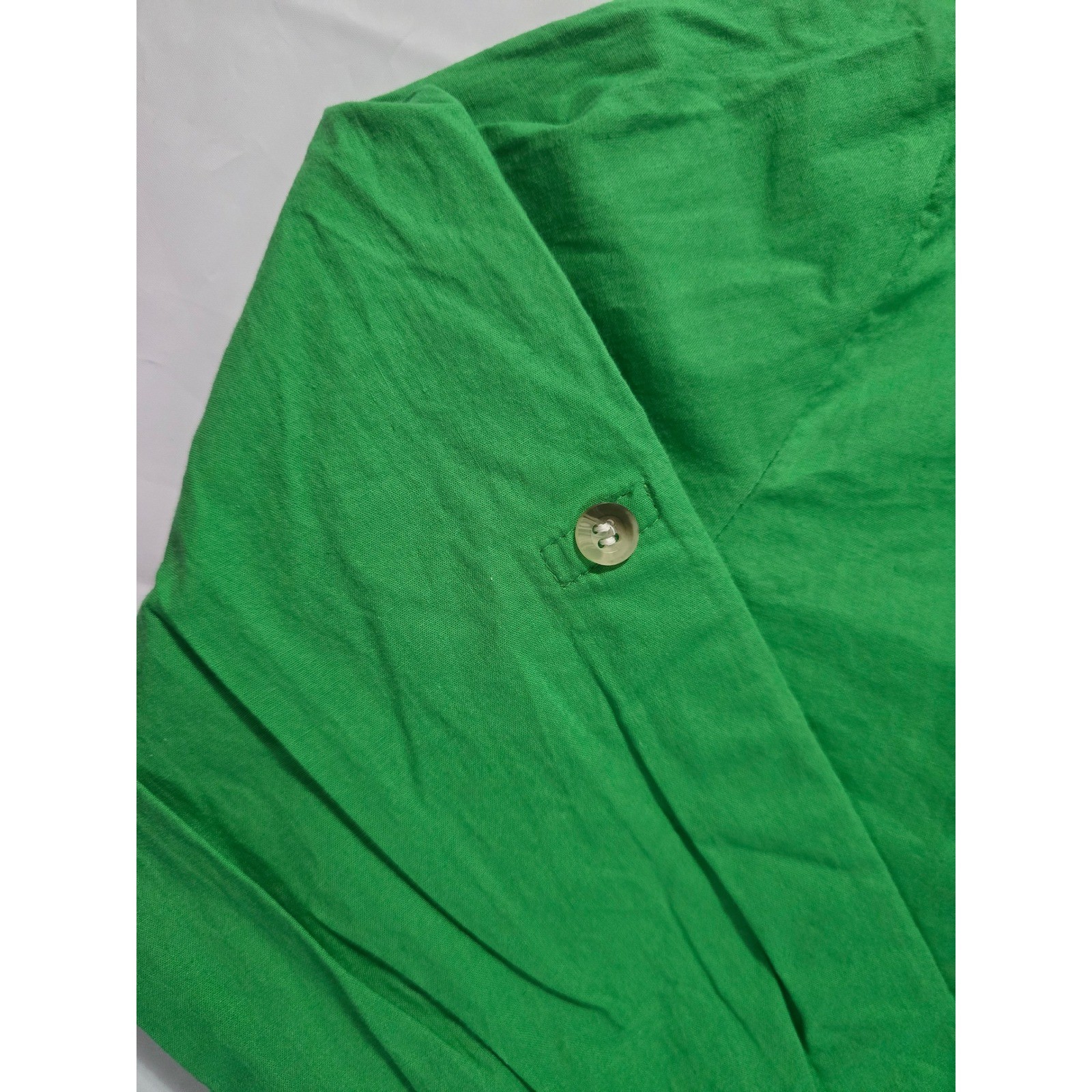 Sim & Sam Green Cotton Roll Tab Sleeve Button Down Shirt Small RN145239