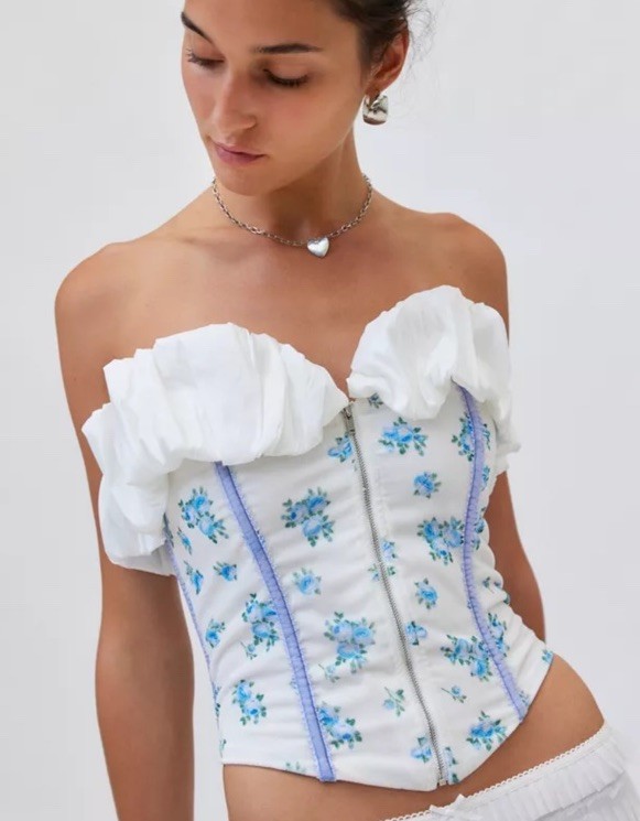 For Love And Lemons Evelyn Floral Velvet Corset Top Size Xs New With Tags