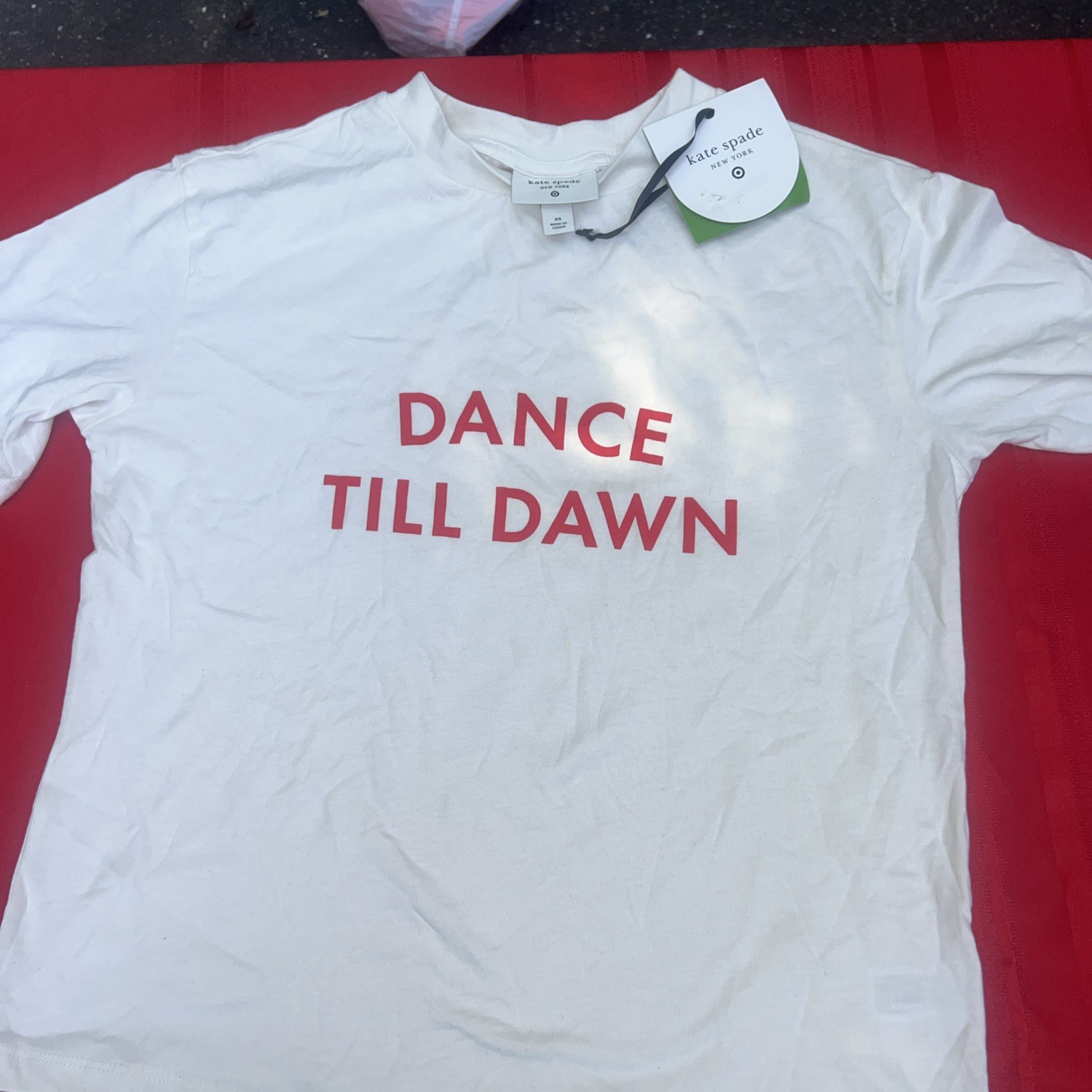 Kate Spade New York Dance Till Dawn White Tee Size Xs NWT