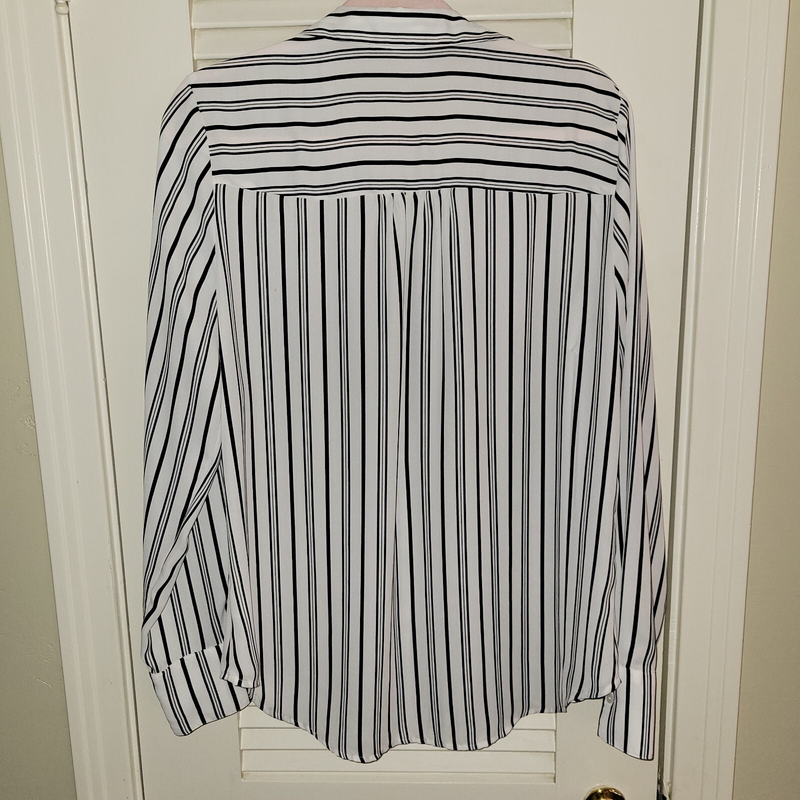Worthington Dressy Top, Large Tall, White/Black Striped