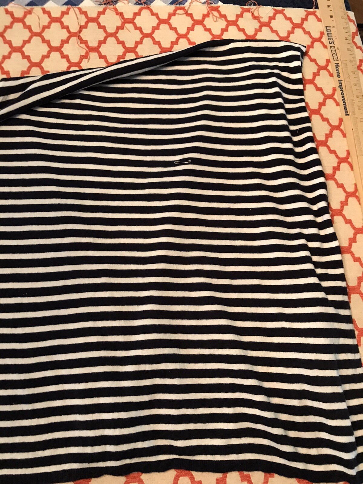 TALBOTS ONE SIZE Coastal Nautical Blue White Striped Knit Shawl/Wrap Preppy