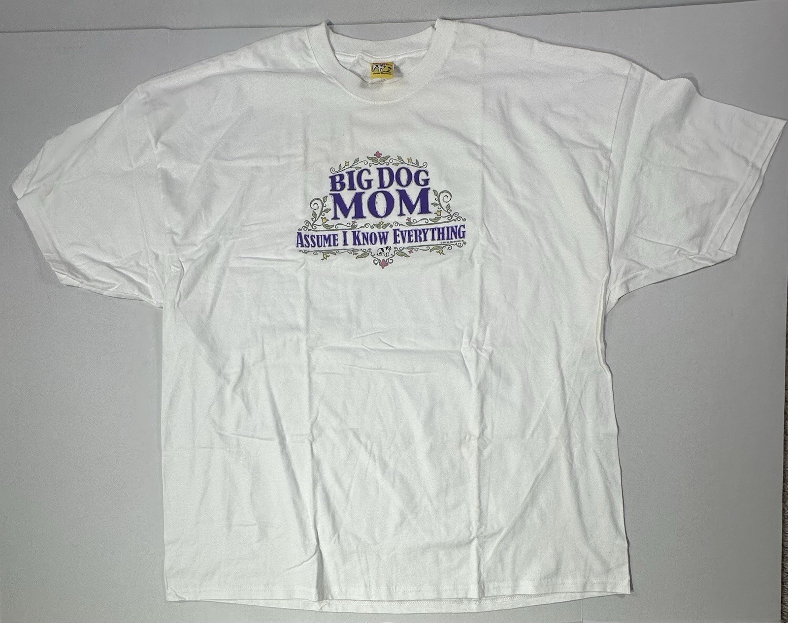Vintage Big Dog Mom T-Shirt White 3XL Funny Graphic Tee