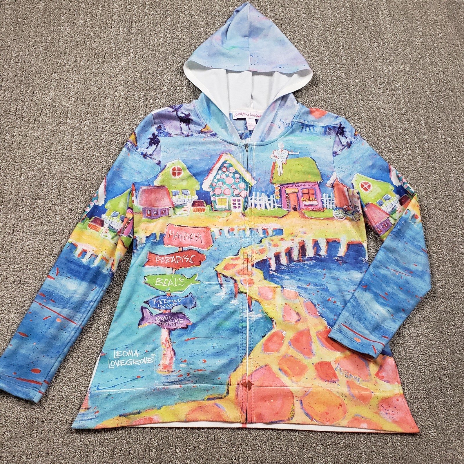 Leoma Lovegrove Hoodie Womens Small Art to wear Beach Cover up Colorful
