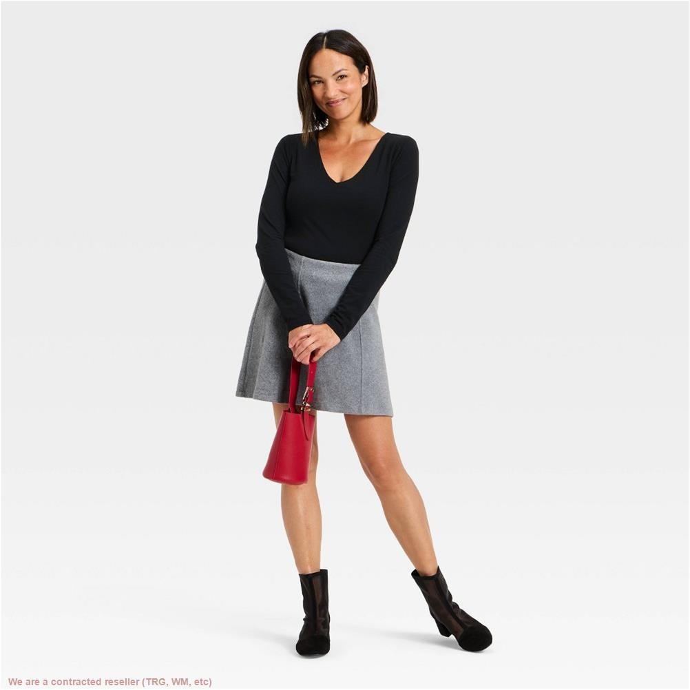 Women’s Sculpt Long Sleeve V-Neck Top – A New Day Black L *SEE DEAL!!!*