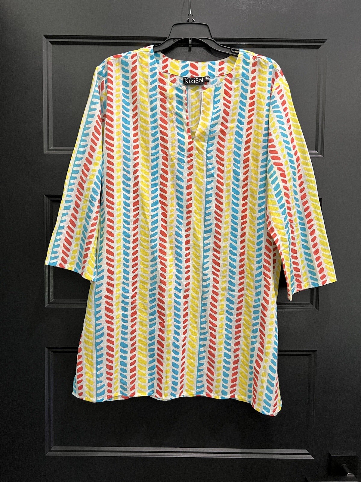 kikisol Medium Multi Colored 3/4 Sleeve Tunic NWOT