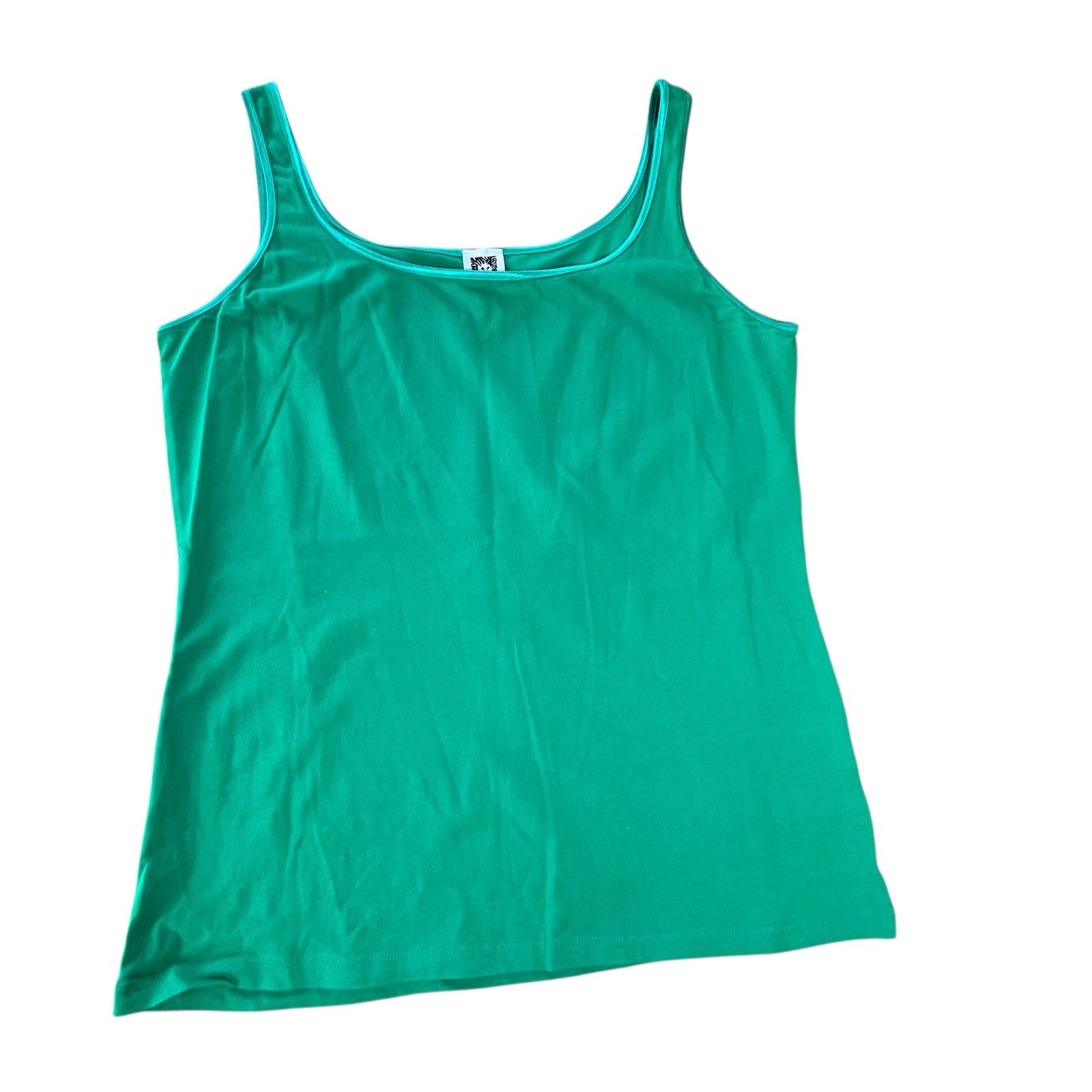 Anne Klein Kelly Green Ribbed Tank Top Size L Scoop Neck Layering Stretch