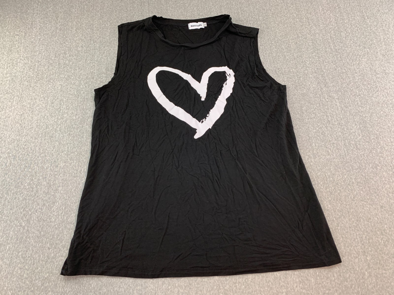 MAGICMK Sleevless Heart Graphic Tank Top Women 2XL Stretch Soft Comfy Casual