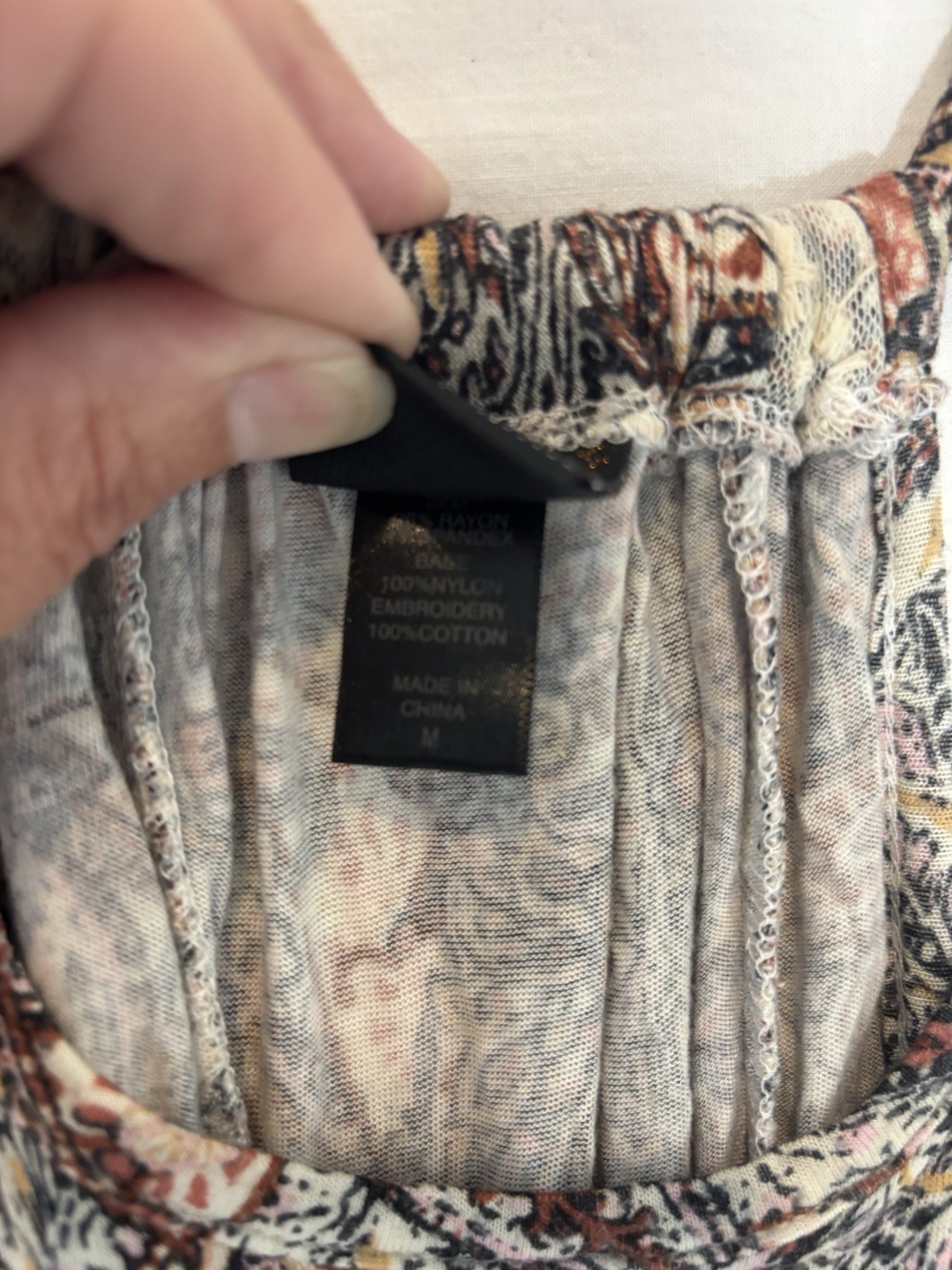 Daytrip The Buckle Print Lace Fringed Tank Top, Size M