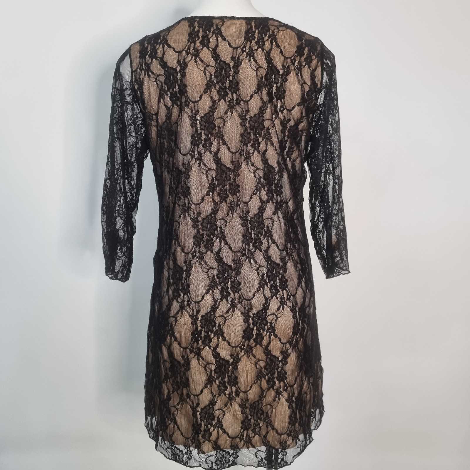 Vtg LEE ANDERSON Tunic Top ART to WEAR Crushed Lace Boho Beaded Flower Sheer XS