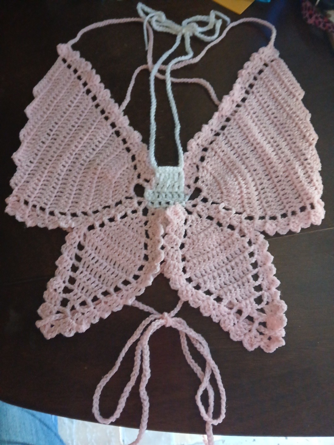 Hand Crocheted Butterfly Crop Top Size Extra Small