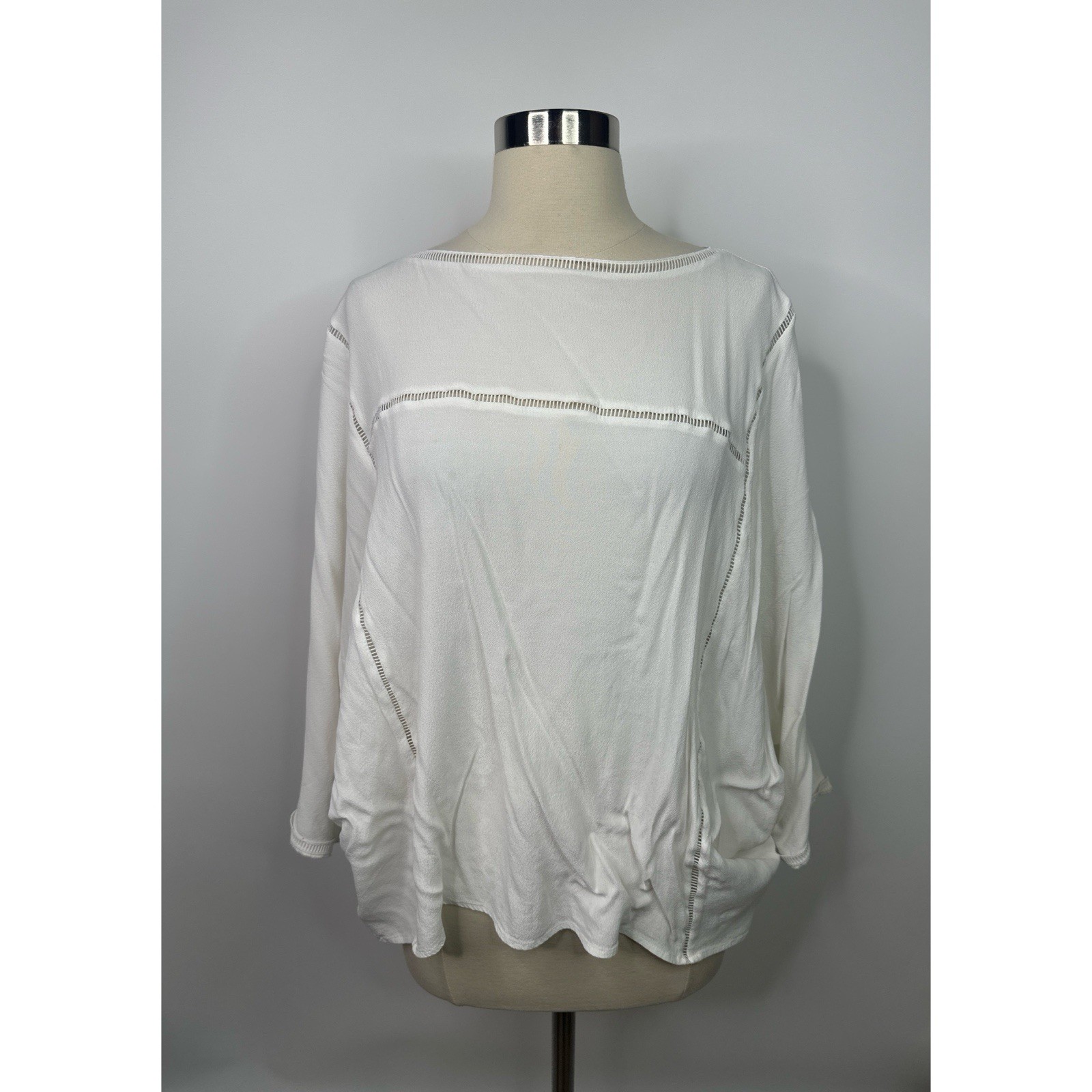 Garnet Hill Lace-Inset Batwing Sleeves Top