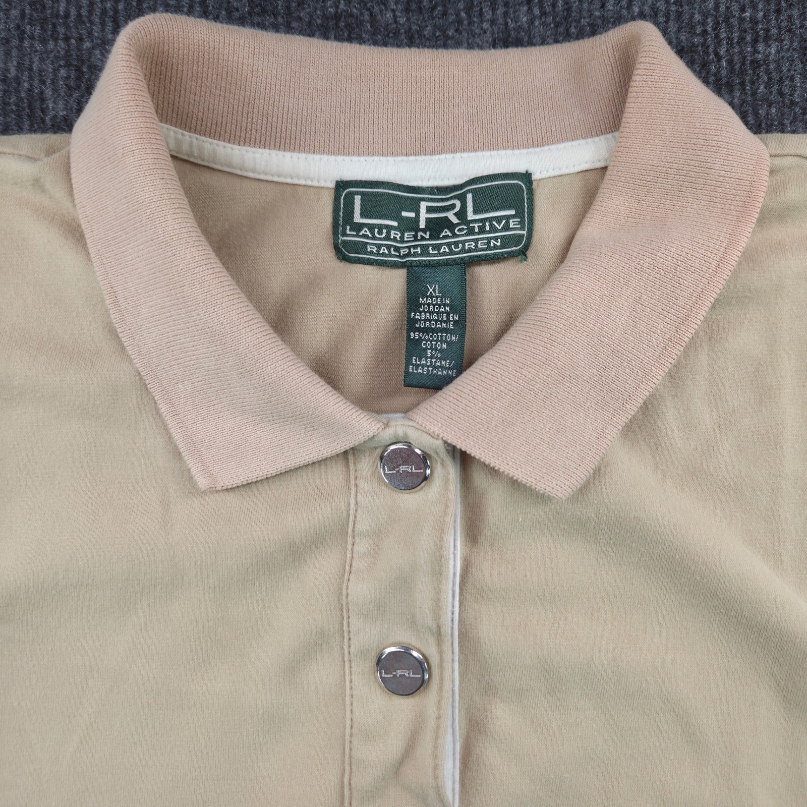 Lauren Active Ralph Lauren Sleeveless Polo Shirt XL Orange Tan Colorblock Top