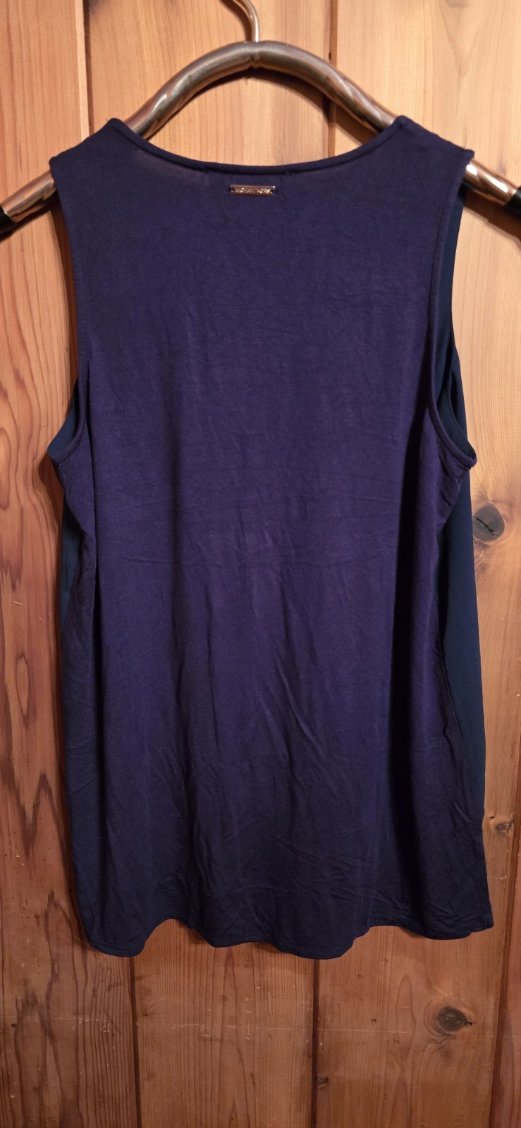Michael Kors Navy Blue Sleeveless V-Neck Layered Shell Blouse – Size [Insert…