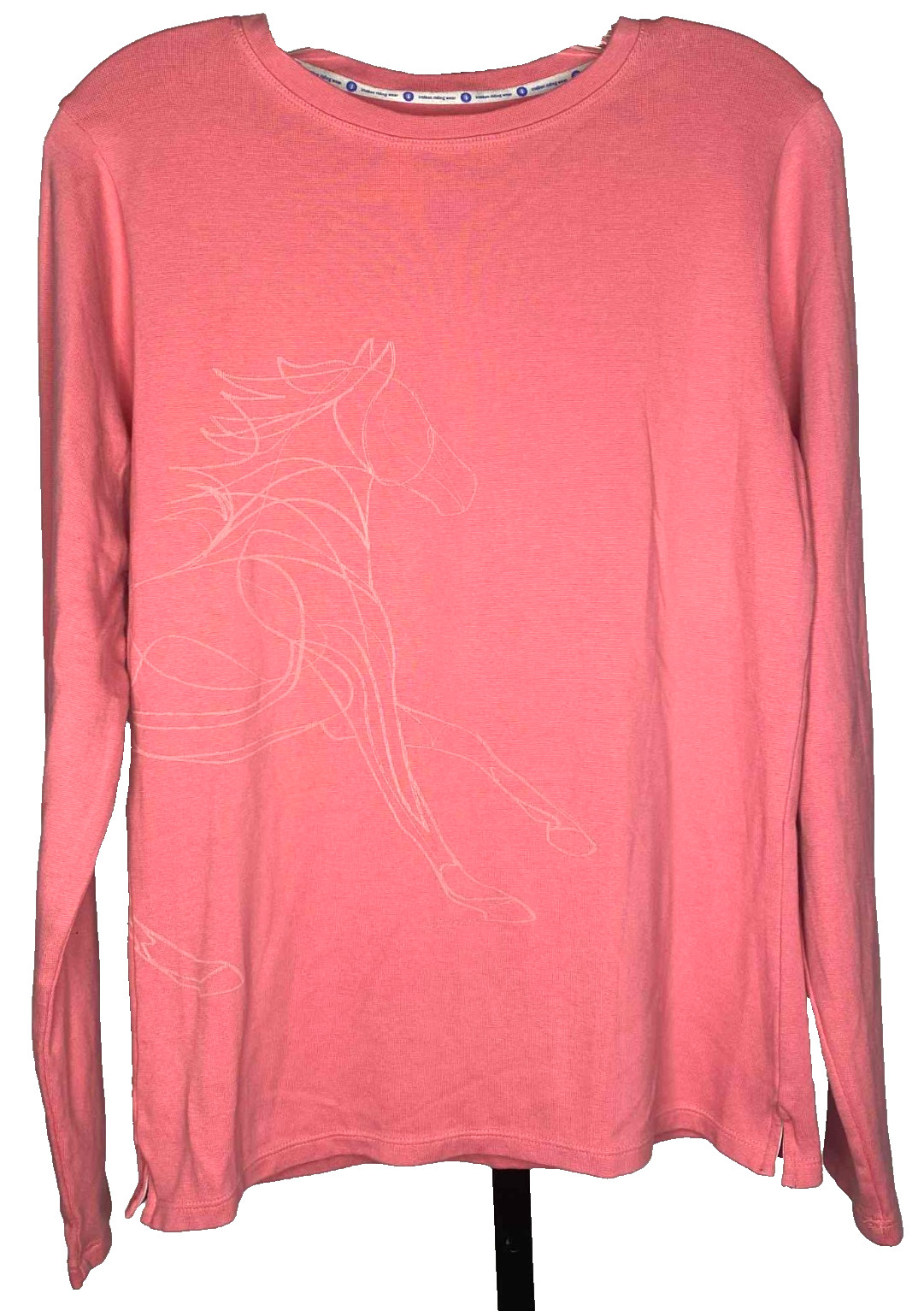 IRIDEON women’s size L riding wear long sleeve coral V neck stretch shirt horse