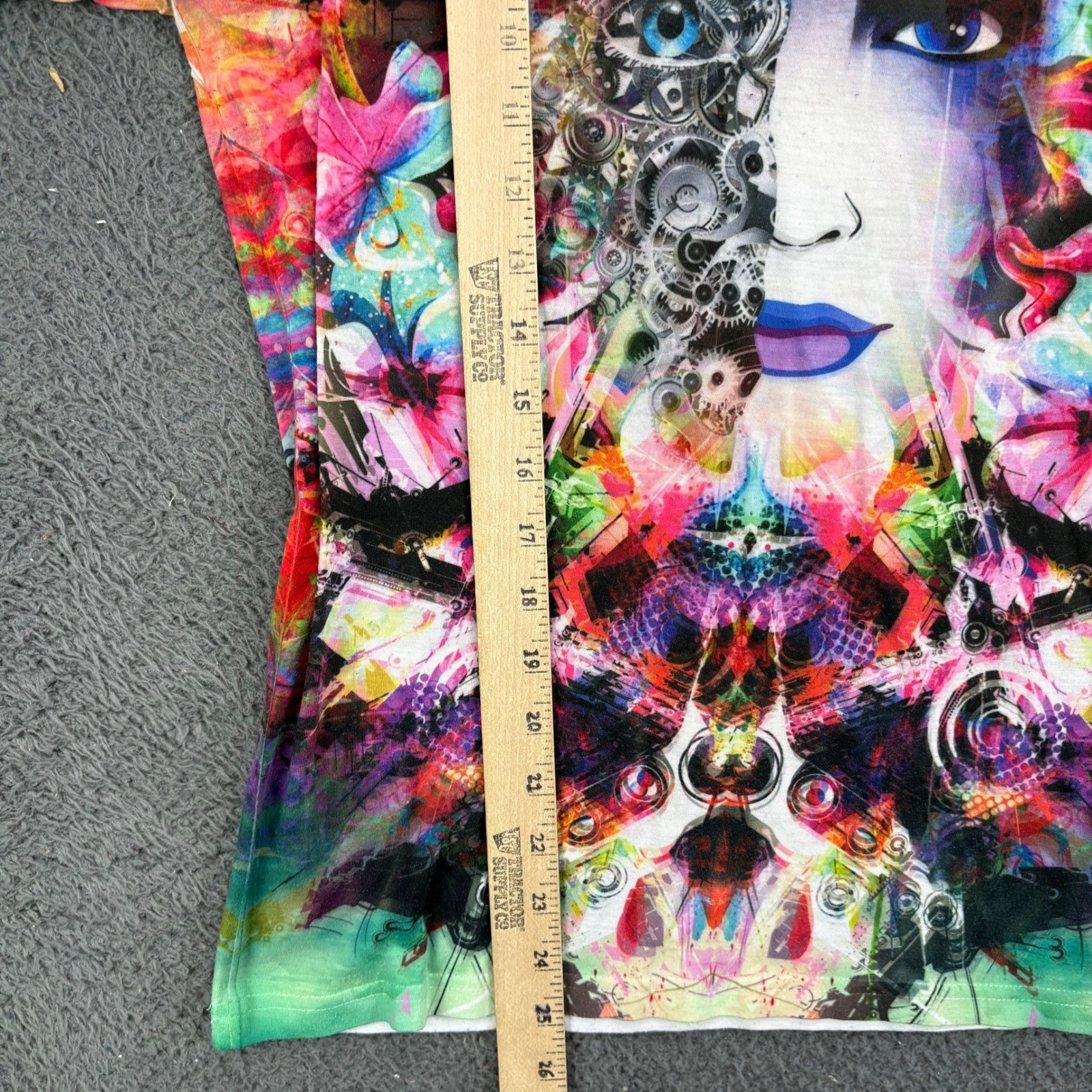 Electro Threads Womens Sublimation T-Shirt Small Psychedelic Steampunk Multi