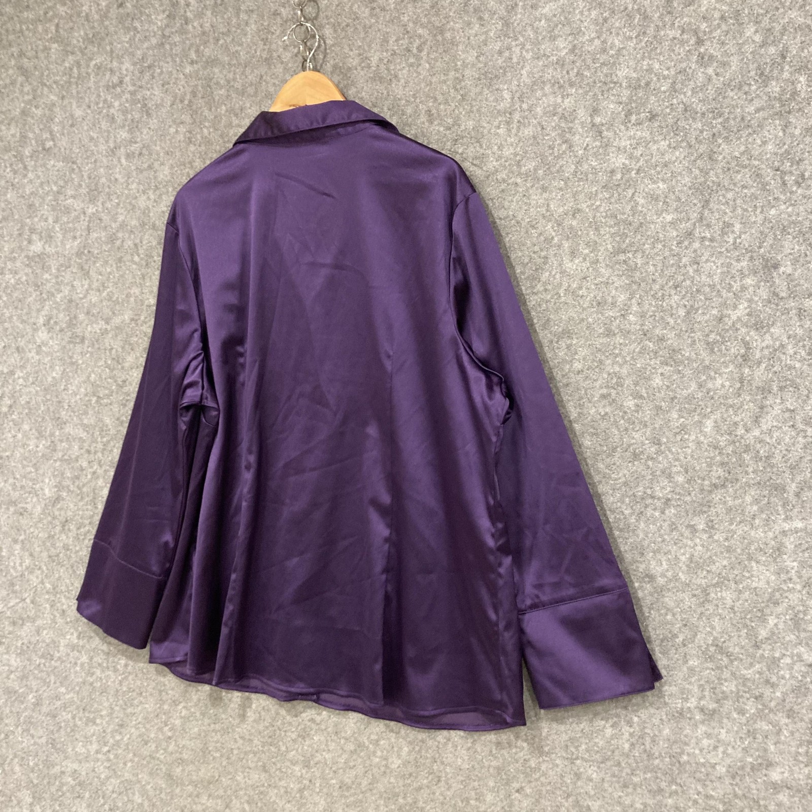 Rockmans Shirt Womens 22 Purple Polyester Elastane Satin Long Sleeve Button Up