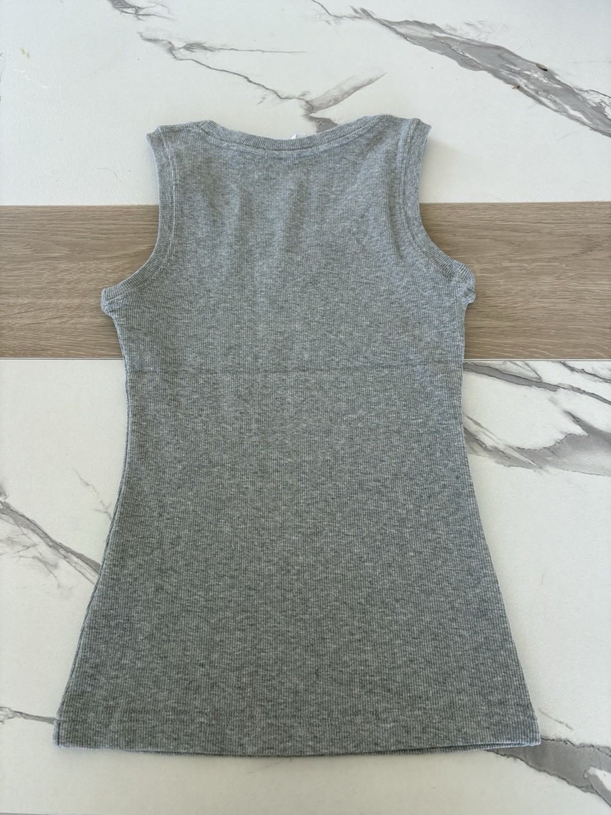 Prada Gray Rib Knit Tank Top Triangle Logo Size- Women’s Small
