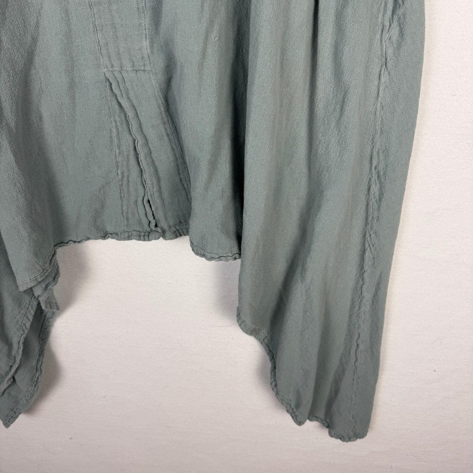Oh My Gauze Womens Asymmetrical Sharkbite Hem Cotton Gauze Top Dusty Blue OS