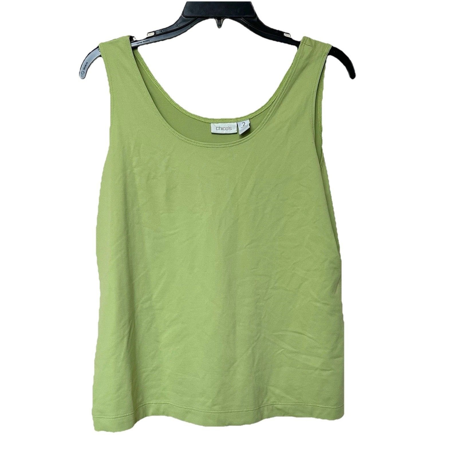 CHICO’S Tee Tank Top 2 Lg 12 Green Stretch Fairy Preppy Career Layering Matcha