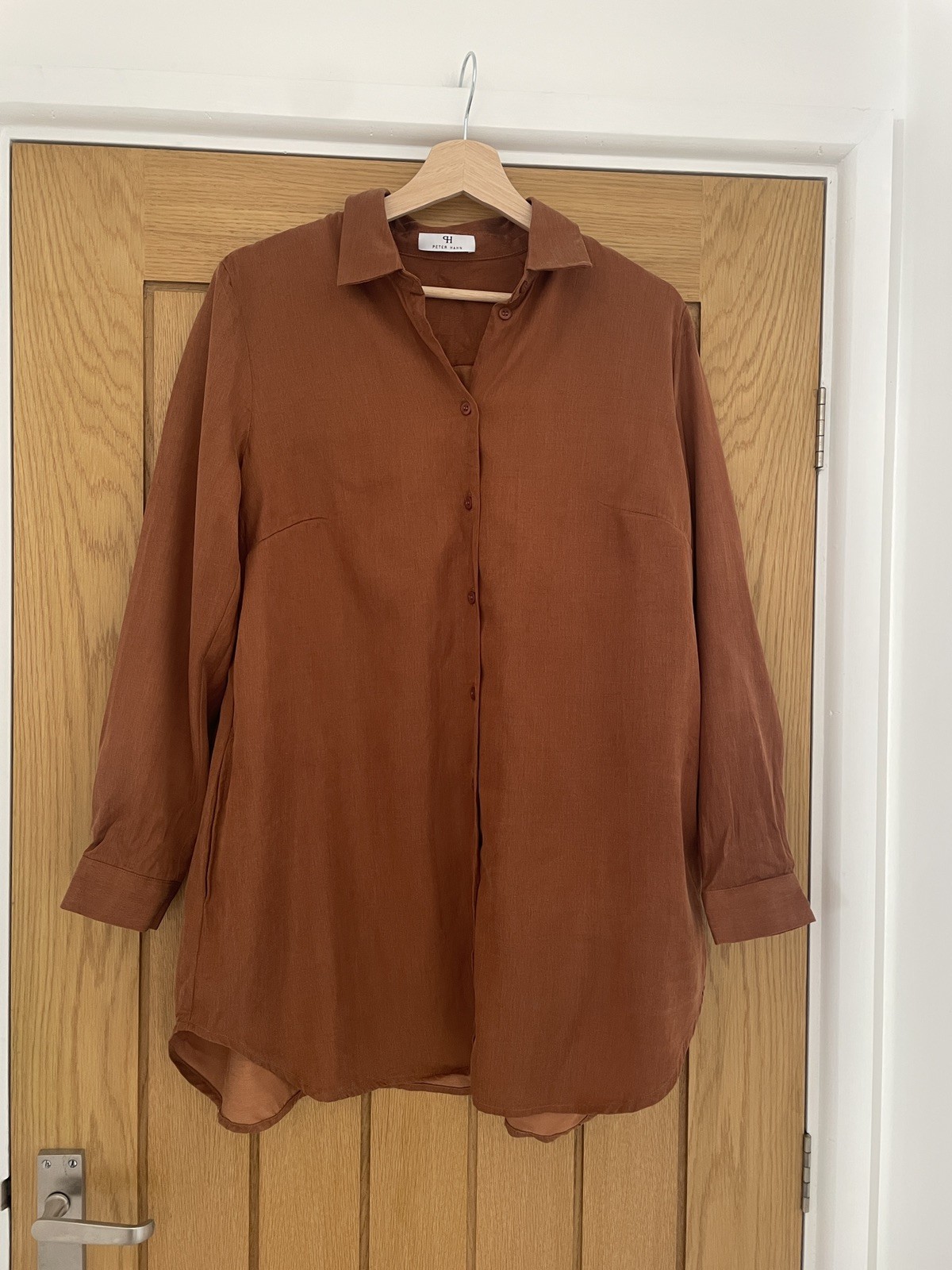 Peter Hahn Shirt Size 16 Bronze Cupro (Vegan Silk) & Cotton