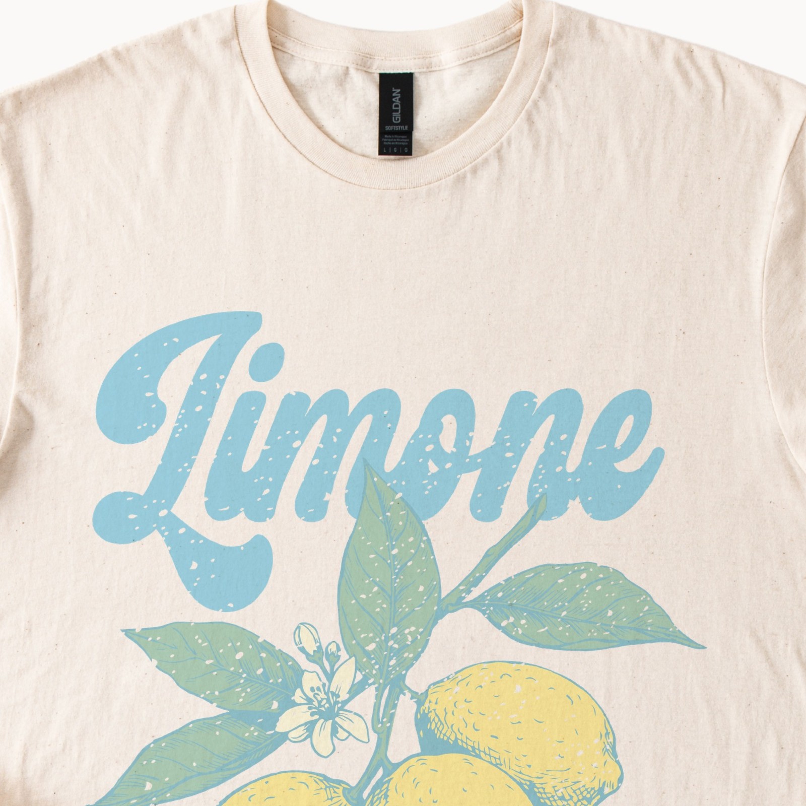 Vintage Lemon Botanical Graphic Tee Amalfi Coast Mediterranean Citrus
