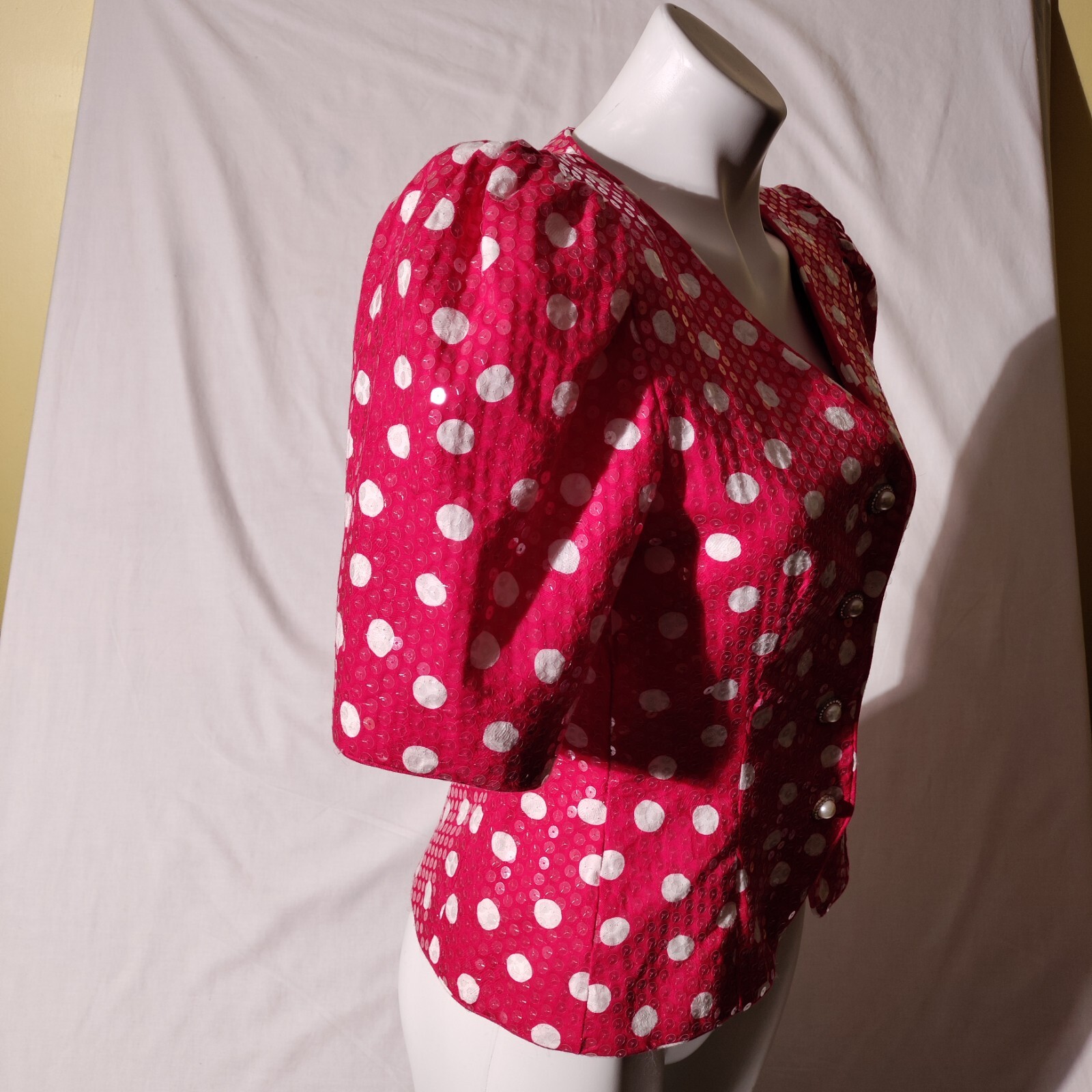Rickie Freeman for Teri Jon Pink White Polka Dot Fun Vintage Size 4 100% Cotton