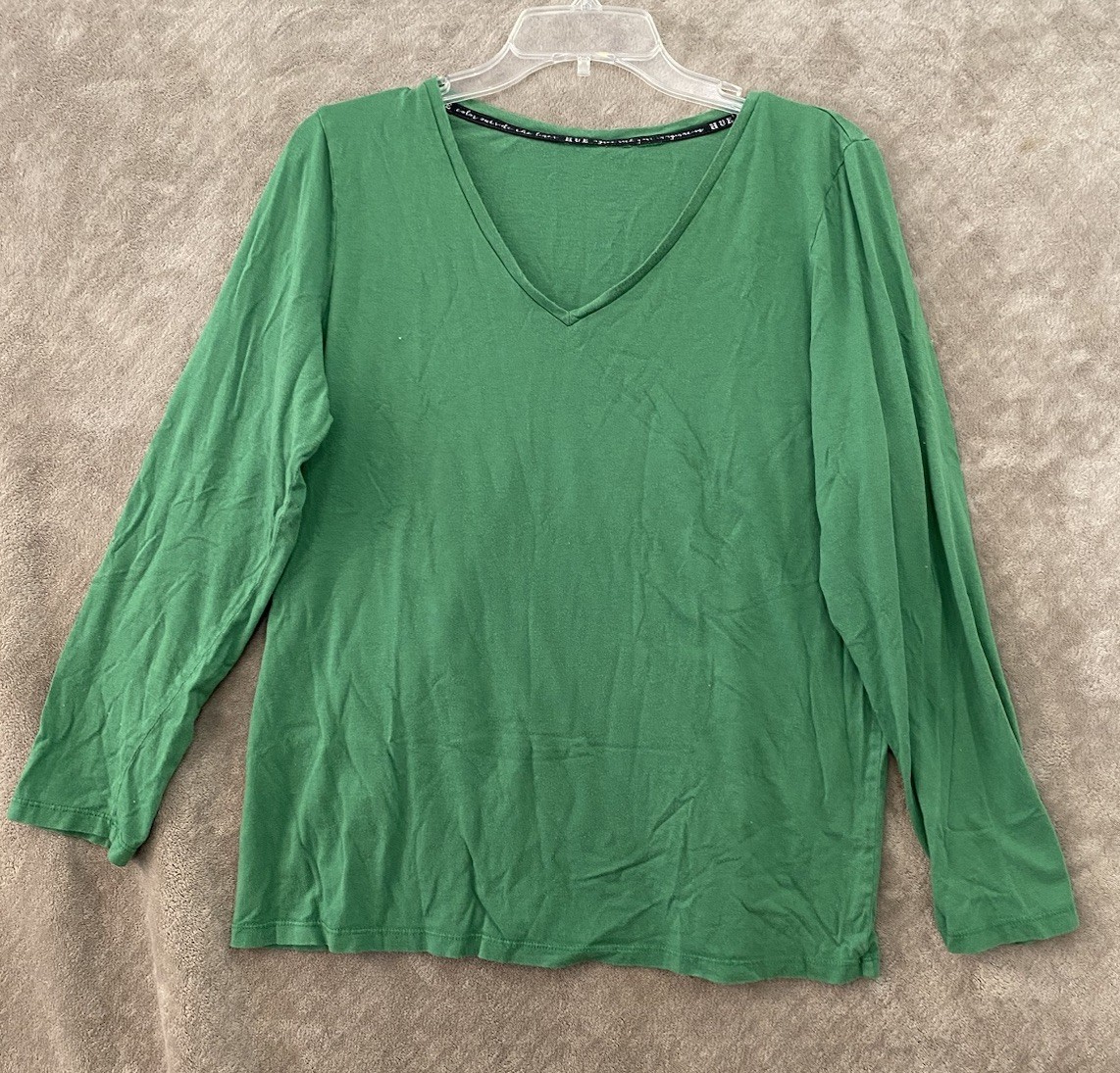 HUE TEE SHIRT ladies size Not Listed See Measurement Green long sleeve V neck