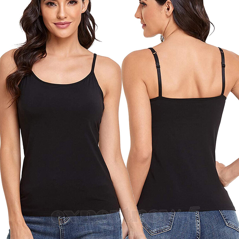 Women’s Tank Top Adjustable Strap Camisole with Built in Padded Bra Vest Cami US