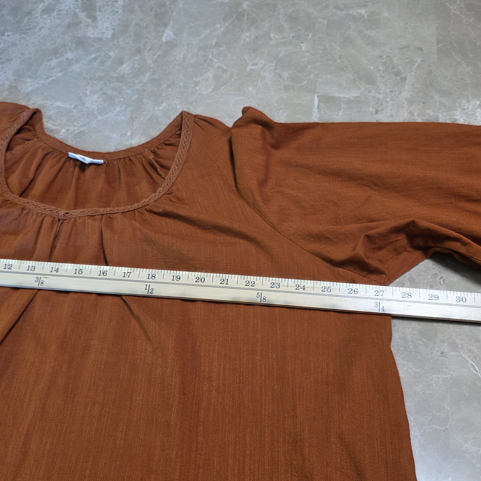A.N.A. Women’s Rust Brown Peasant V- Neck Blouse Size 1X