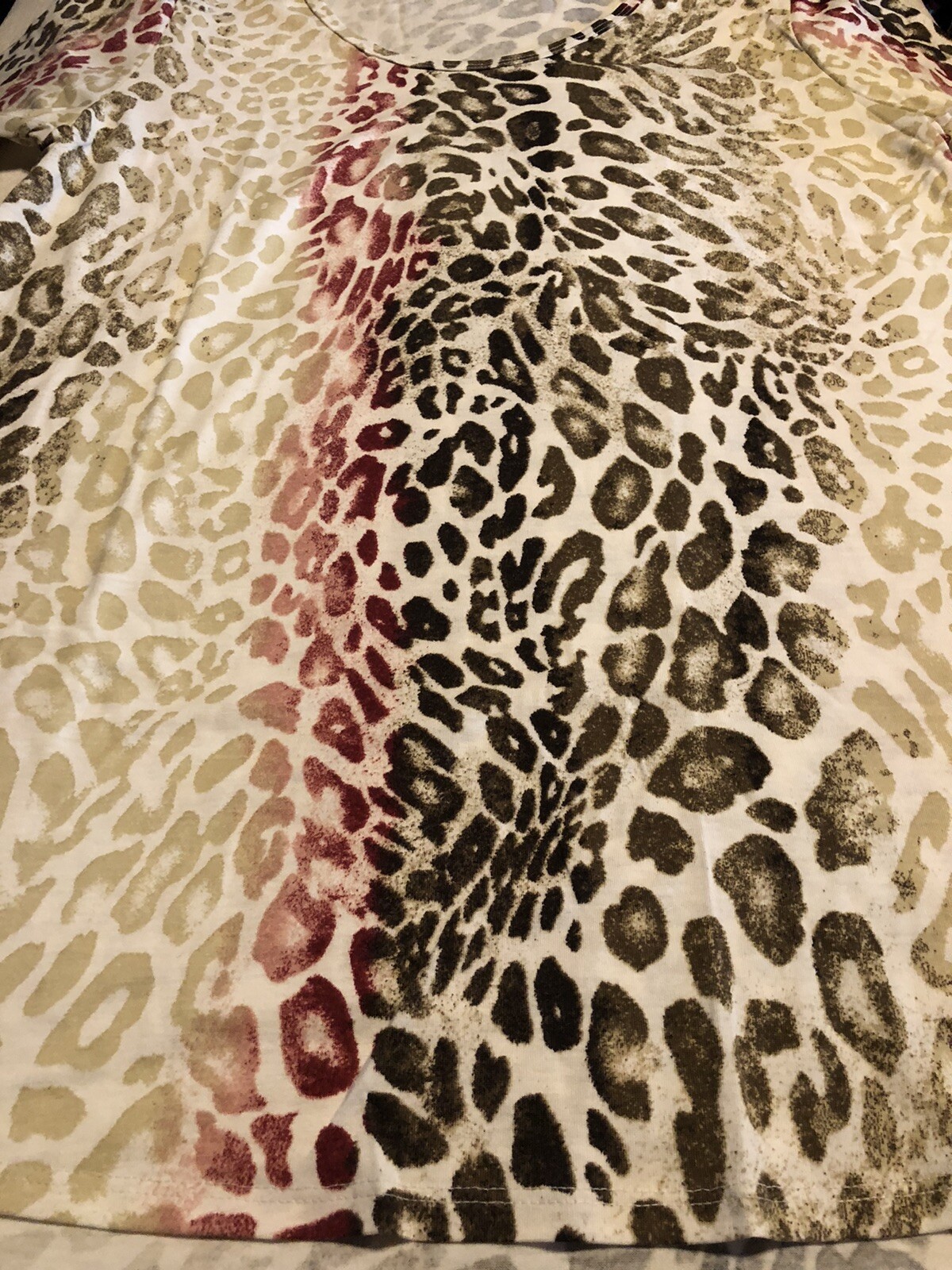 Lularoe Perfect T Animal Tan/White/Brown/Red Cheetah Unicorn Tunic 8/14 Small