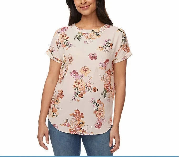 Buffalo David Bitton Women’s Woven Patch Pocket Blouse, Ivory Blossom, M