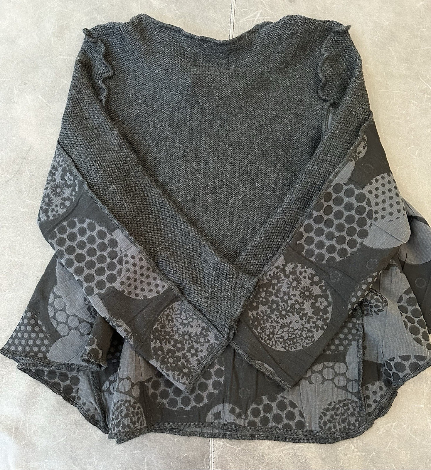 Prisa Collection One Size Top Cape Black Grey 3/4 Sleeves Wool European