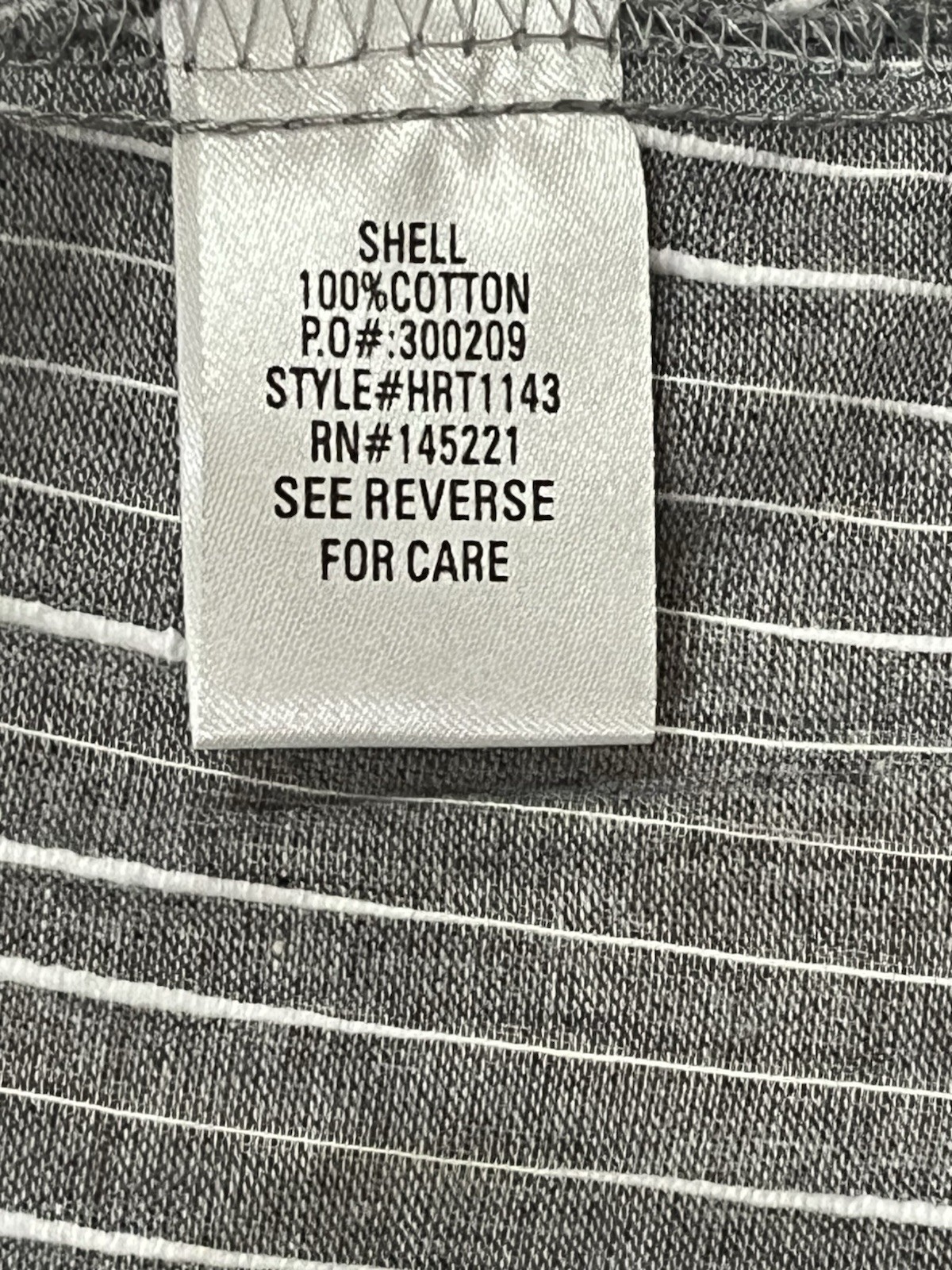 Promesa Gray and White Striped 3/4 Sleeve Cotton Blouse Top Women’s L