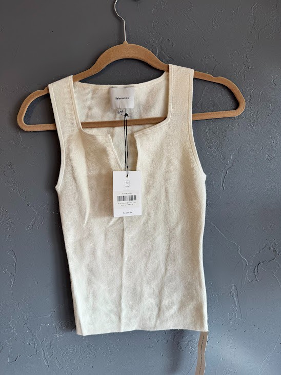 REFORMATION RYLIE Cotton Sweater Tank FIOR DI LATTE Cream Color XS-Small-Medium