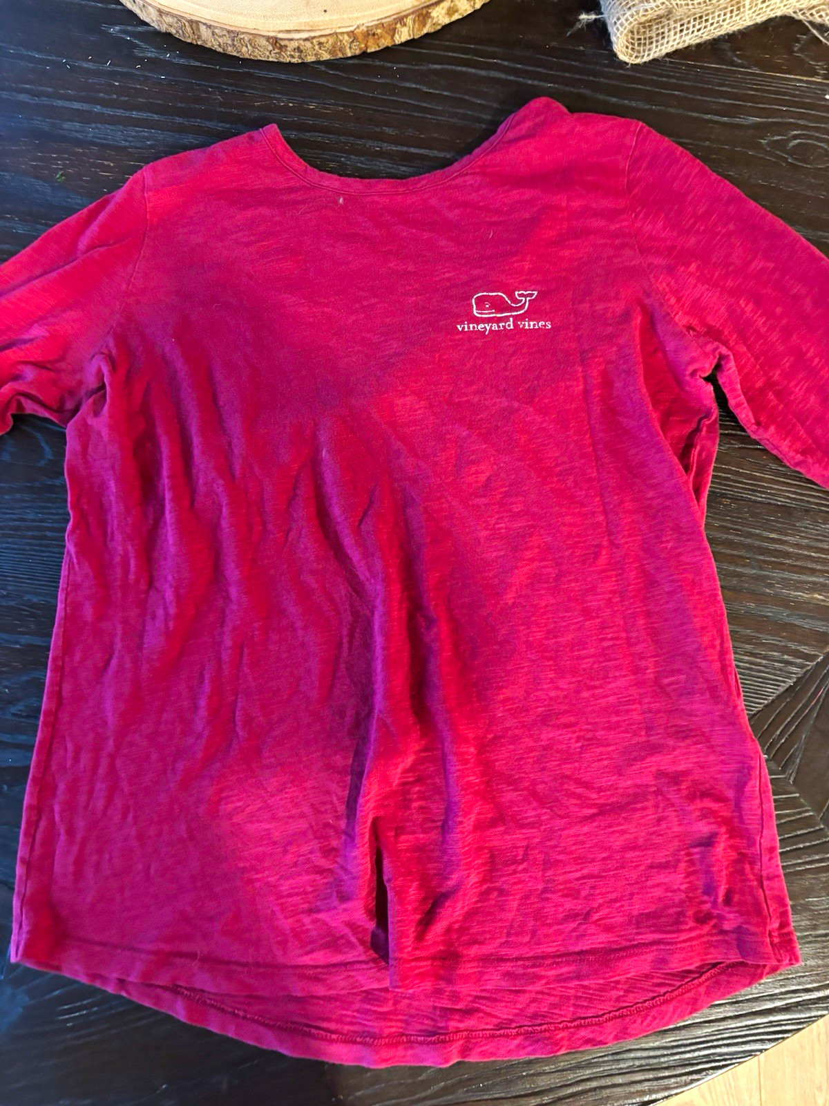 Vineyard Vines Women’s Burgundy Long Sleeve Crew Neck Logo Cotton Knit Tee XS