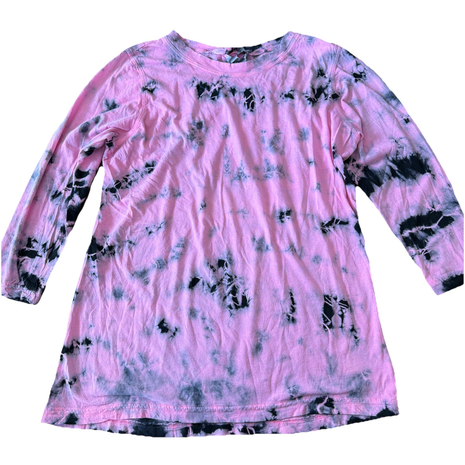Hard Tail Forever Pink Black Tie-Dye Crew Neck TShirt Top Sz Skinny Medium NWOT