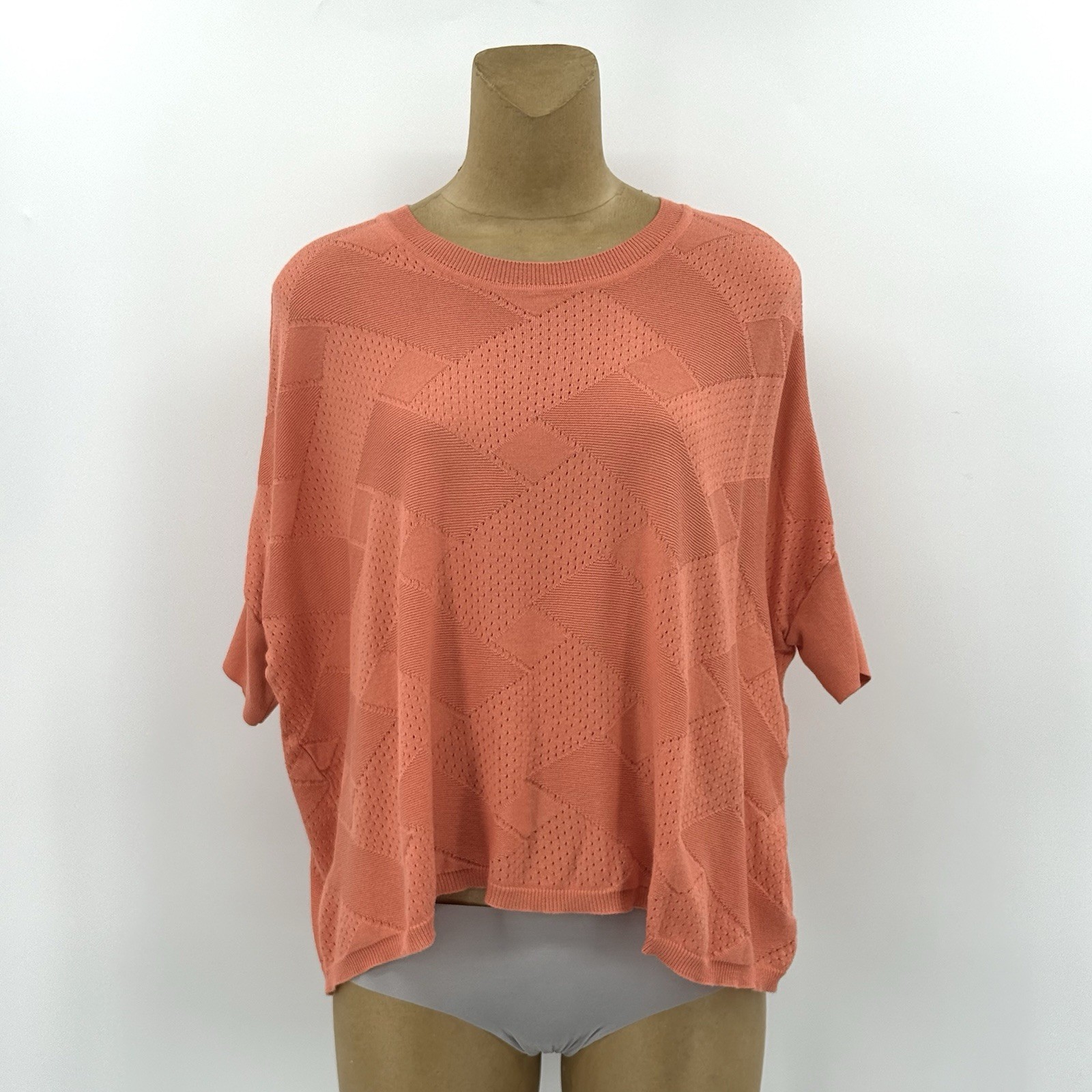 PLANET by Lauren G One Size Coral Pima Knit Dolman 3/4 Sleeve Pullover Top Women