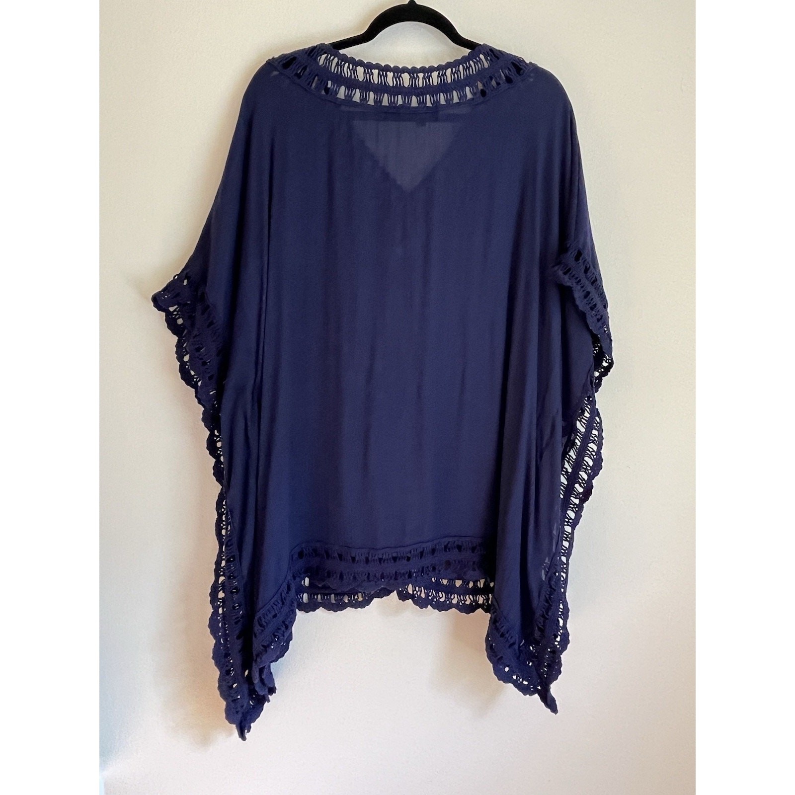 Lane Bryant Plus 14/16 Navy Crochet Beach Boho Swim Cover Up Flowy Poncho $75