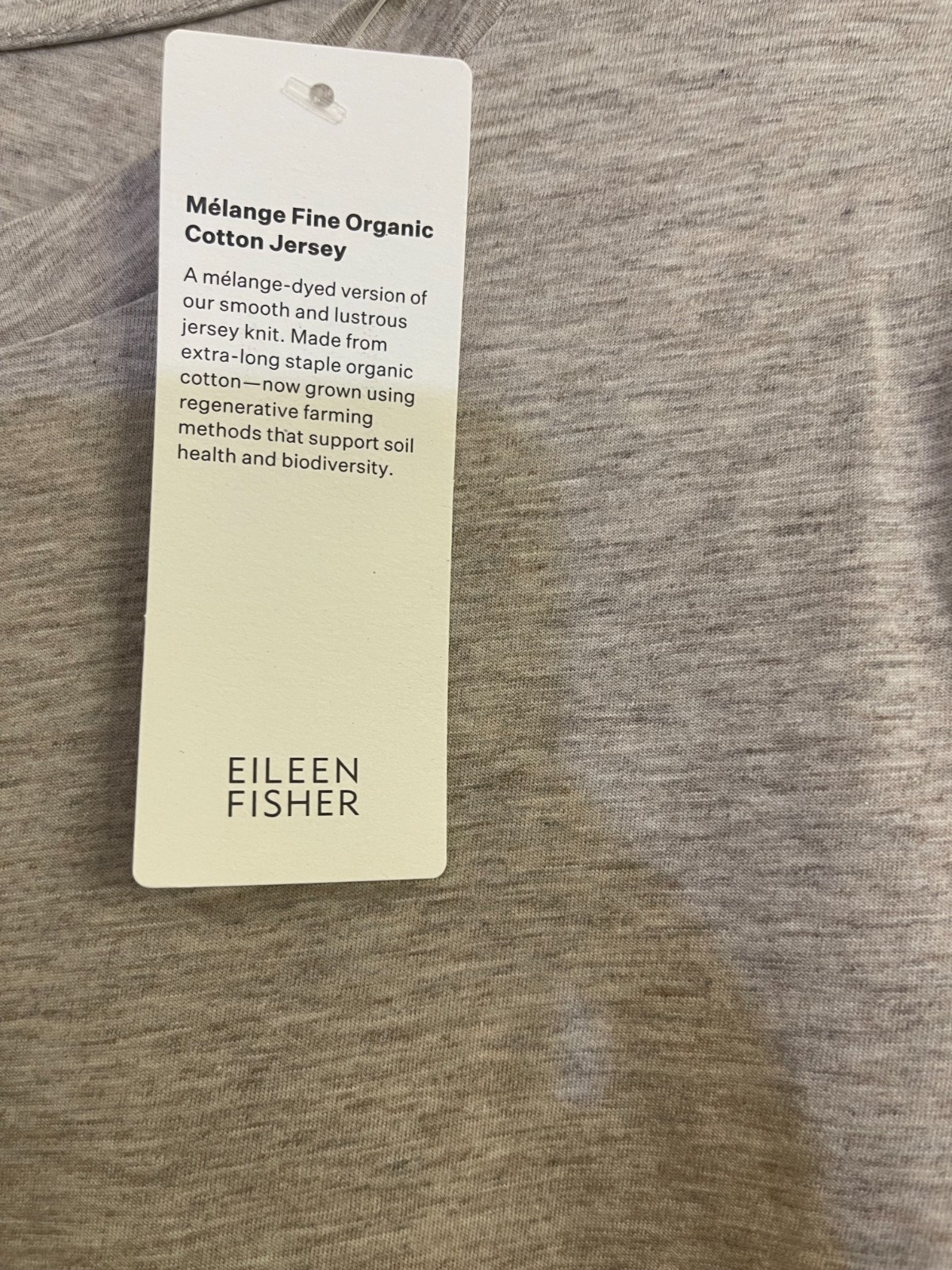 NWT $88 Eileen Fisher Dove Melange Fine Organic Cotton Jersey Crew Neck Tunic M
