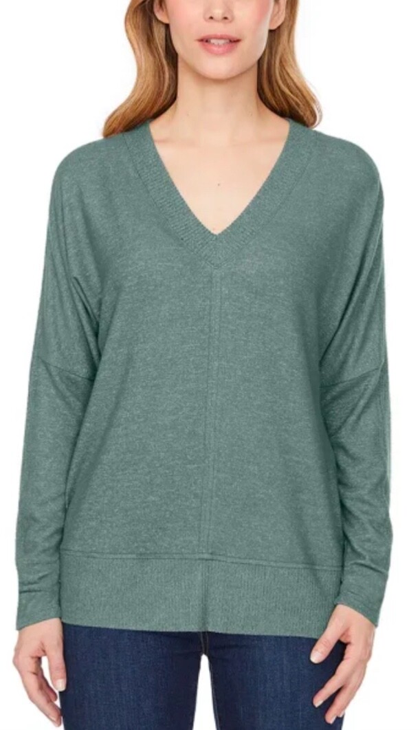 Buffalo David Bitton Ladies’ Soft Cozy V-Neck Long Sleeve Top GREEN Choose Size