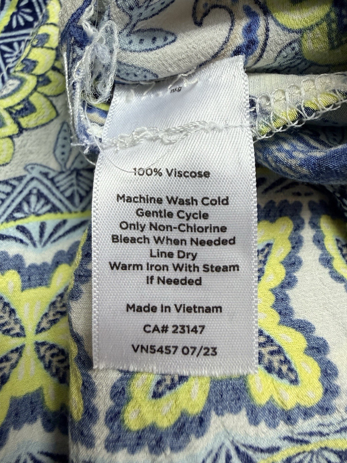 Talbots Viscose Paisley Tunic Top S Small Blue Lime Floral Boho Cottagecore